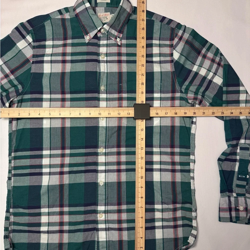 I. Crew Mens Plaid Button Down‎ Shirt  - Green and Blue